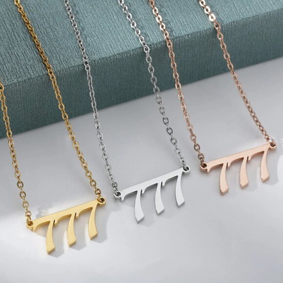 Angel Number 777 Stainless Steel Necklace - Picture 1 of 2